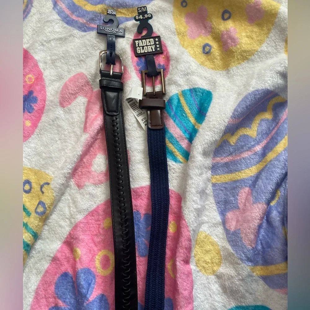 Sonoma and faded glory Kids Black and Navy belts size S/M 22-24 NWT